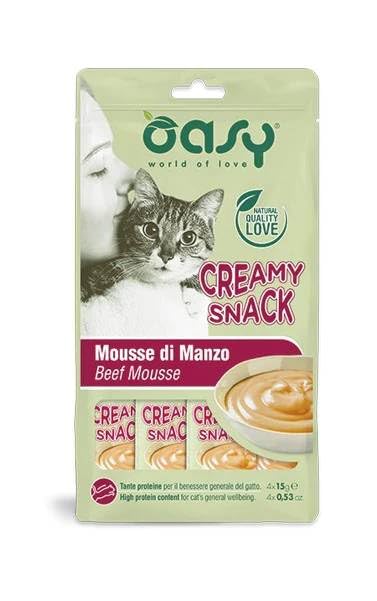 Oasy Snack Gatto - CREAMY SNACK MANZO OFFERTA- 3 CONFEZIONI DA 4X15gr