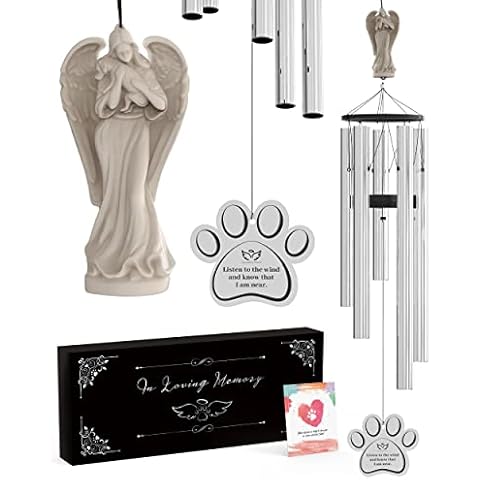 SYMPATHY HEARTS Dog Memorial Wind Chime for Loss of Dog - 34" Pet Memorial Wind Chimes for Dogs, Angel of Friendship Wind Chimes for Loss of Pet Dog, Windchimes in Memory of a Pet Dog Cover