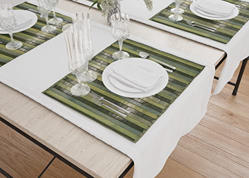 TAPIS BAMBOU BOIS PASSAGE ANTIDÉRAPANT LAVABLE ÉCHAISE 30x45 cm VERT Cover