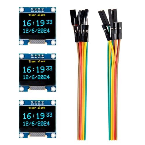 ELEGOO 3 Pièces Module d'écran OLED de 0,96 pouces avec fil, pilote 128x64 I2C Mini écran...