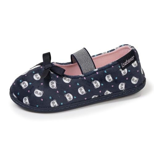 Isotoner Chaussons pantoufles Ballerines fille avec élastique de maintien, semelle antidérapante, 34 EU, marine