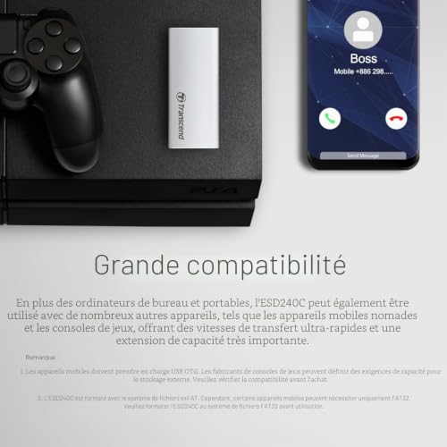 Transcend SSD Externe - 120 Go- SSD Externe Classique - TS120GESD240C