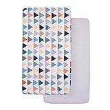 Little Love by NoJo Navy, Orange, Grey and Yellow Triangles 2 Piece Fitted Crib Sheet Set - 1...