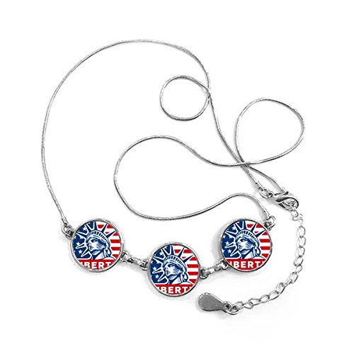Collier drapeau de l'Amérique et Statue de la Liberté, pendentif rond élégant