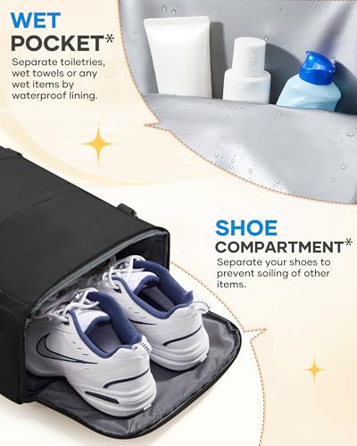 Image of coofay Large Black Travel Backpack For Women Men Airline Approved Carry On Backpack Flight Approved Waterproof Sports Luggage Backpacks Casual Daypack Small Hiking Backpacks