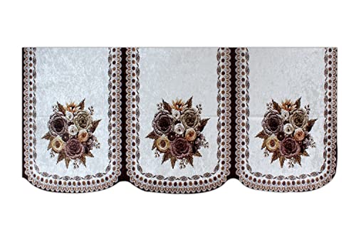 Image of The Furnishing Tree Velvet Floral Pattern 3 Pieces bottom only 3 Seater Sofa Cover Set Beige