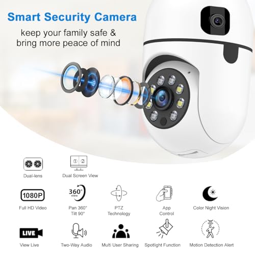 Image of IFITech 4MP Dual Lens WiFi Bulb Camera | Indoor Security and Color Night Vision | 360 Adjustable View, Two‑Way Audio, App Control | WiFi Bulb Security Camera with Adjustable Extension Bulb Holder