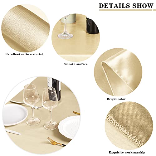 Mceast 2 Packs Satin Tablecloth 102 X 58 Inches Rectangular Table Overlay Cover Bright Silk Tablecloth Smooth Fabric Table Decor For Wedding Banquet Table Decoration (Champagne) #TOP2