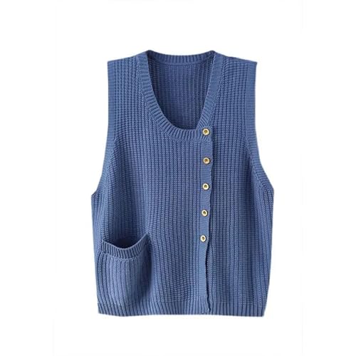 Round Neck Vest Women's Loose Solid Color Cardigan Sleeveless Knitted Vest2