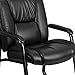 Flash Furniture LeatherSoft Executive Reception Chair with Padded Armrests and Sled Base, Upholstered Side Chair for Living Room or Office, Black
