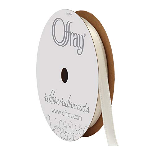 Image of Berwick Offray 061527 1 /4 inch Wide Single Face Satin Ribbon, Antique White Ivory, 20 Yds