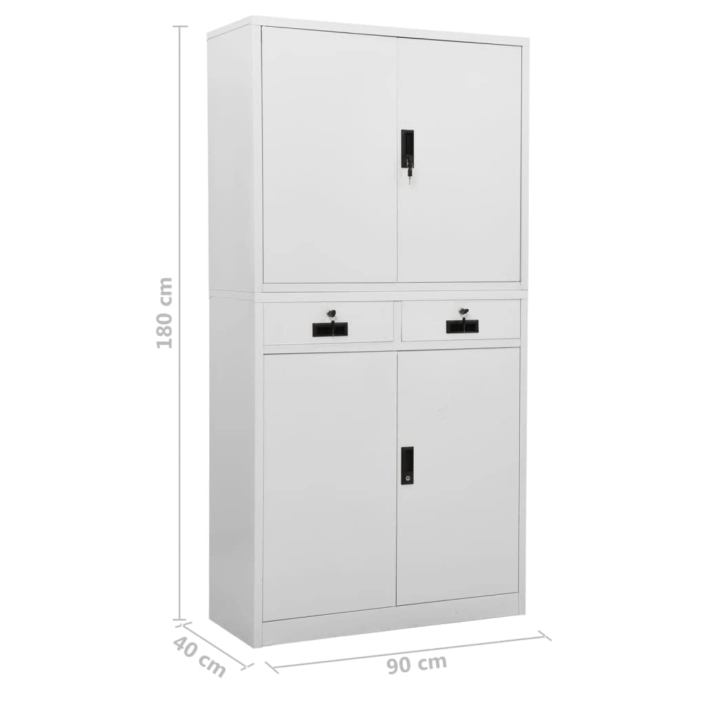 vidaXL Armario de Oficina de Acero Gris Claro 90x40x180 cm