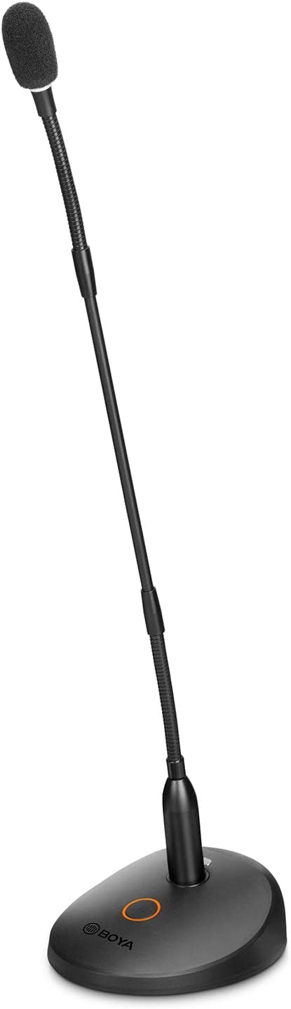BOYA Desktop Gooseneck Condenser Microphone 18" Podium Microphones with Base LED Indicator XLR Mic for Meetings Video Conferences Streaming Lectures BY-GM18CB