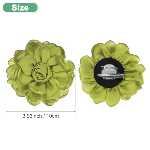 Image of M METERXITY Rose Flower Brooches and Pins for Women, Lapel Pins Dainty Satin Fabric Big Camellia Hair Flowers Clips for Wedding /Parties /Clothes /Jewelry