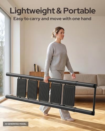 Image of 5 Step Ladder Folding Step Stool Stepladders with Anti-Slip and Wide Pedal for Home and Kitchen Use Space Saving (Black)