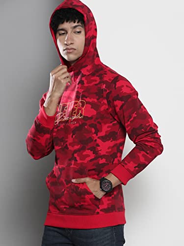 Image of The Indian Garage Co Men Regular Fit Printed Overhead Hooded Sweatshirt