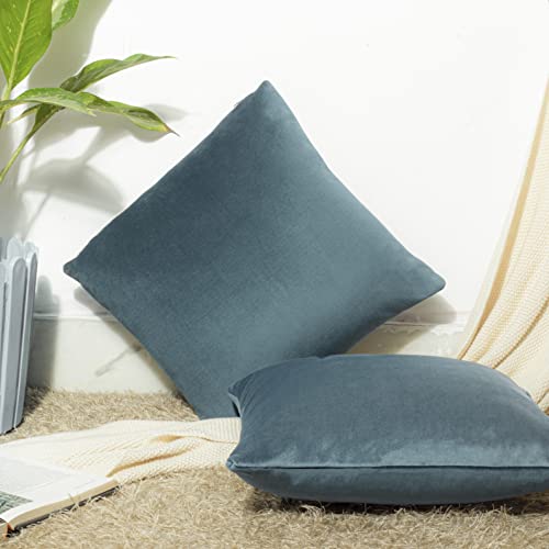 Image of Cazimo Velvet Cushion Covers for Bed, Sofa and Couch - 16 * 16 inches | Ideal for Living Room | Set of 2, Green