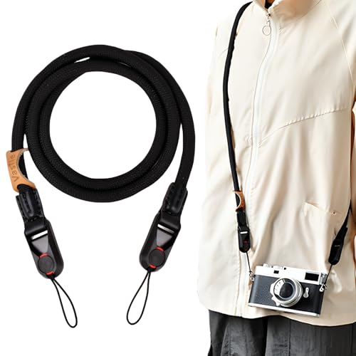 Bravien Sangle Appareil Photo, Noir Bandoulière Rapide à Détacher Sac Messager Pour Reflex Numérique Sangle Solide et Confortable Pour Transport Facile de Caméra et Accessoires