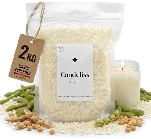 Cera para velas en Vaso 2kg. Cera de soja bajo punto de fusion pa...