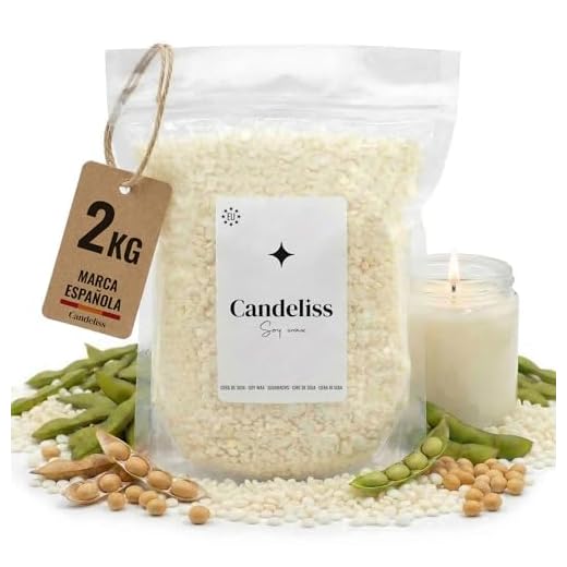 CANDELISS Cera para velas en Vaso 2kg. Cera de soja bajo punto de fusion para hacer velas caseras 2kg Material hacer velas blancas aromaticas color Soy candle wax candle making (2kg)