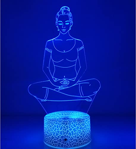 YTDZLTD Creative 3D Yoga Meditation Night Light 16 Colors Changing USB Powered Remote Control Touch Switch Decor Lamp Optical Illusion LED Table Desk Lamp