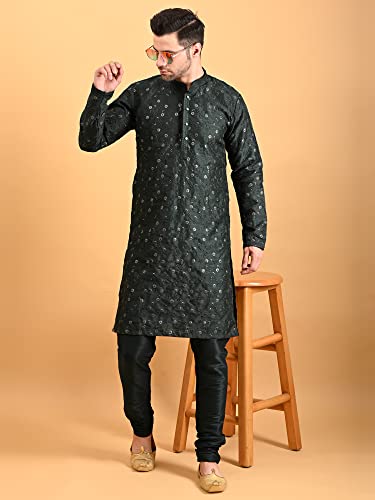 Image of Uri and MacKenzie Embroidery Silk Men's Kurta Pyjama Set