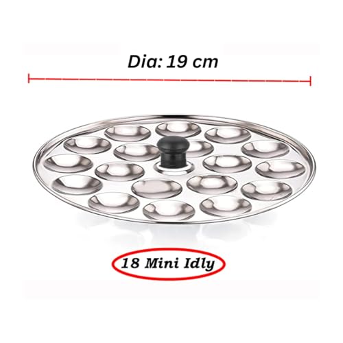 Image of Stainless Steel Mini Idli Plates | Mini Idli Maker With Bakelite Knob (2 Plates, 36 Idlies)