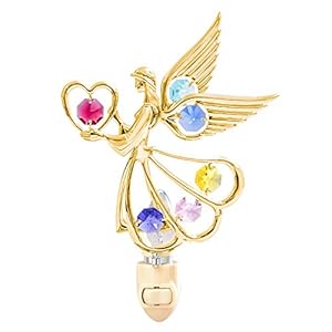 24k Gold Angel with Heart Night Light – Multicolored Mascot Crystal