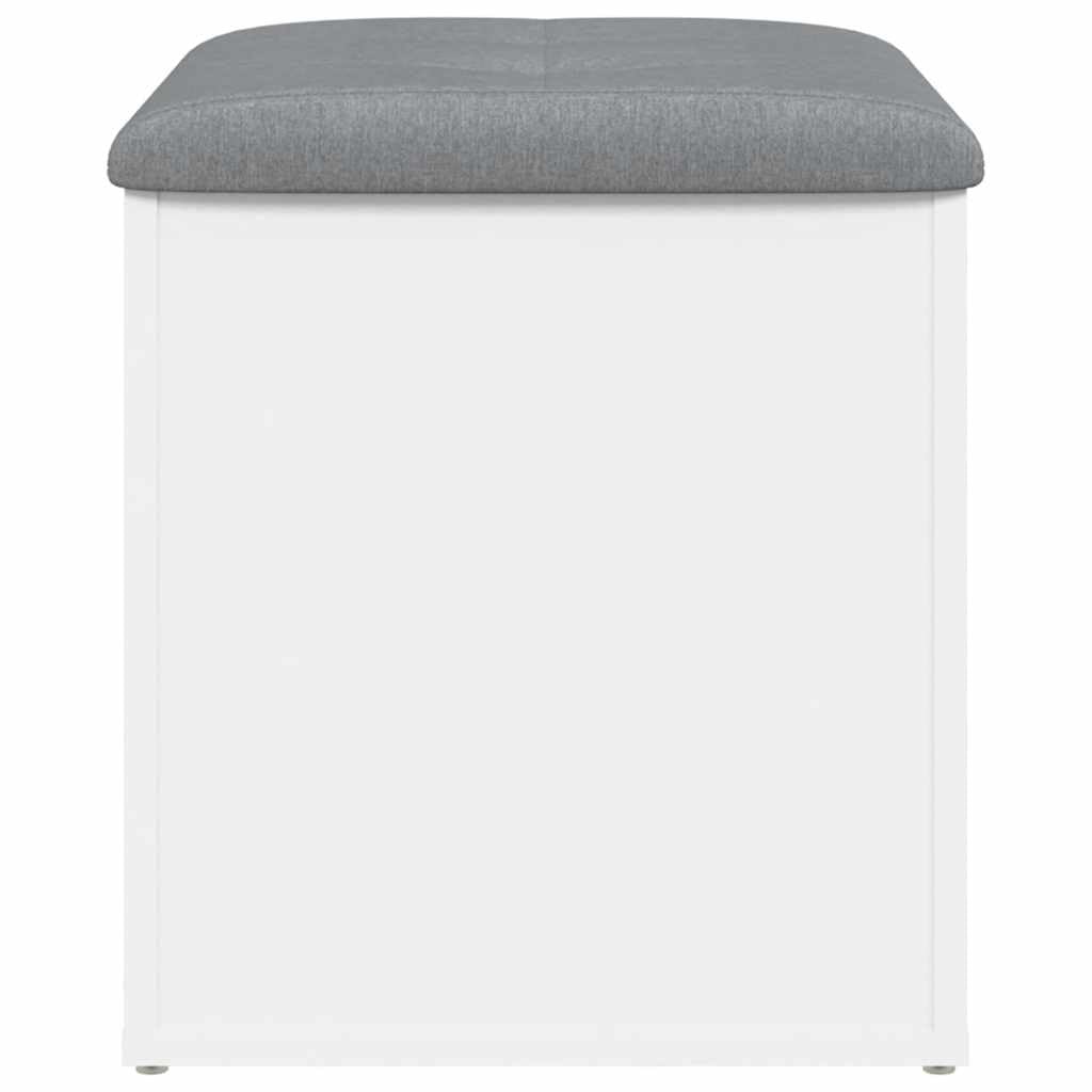Biała ławka do przechowywania z materiału drewnopochodnego 42 x 42 x 45 cm, stabilna skrzynia z poduszkami, wszechstronna w korytarzu, salonie lub przy wejściu, wysokość 110 kg