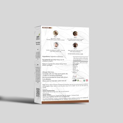 Aman Herbals Reetha Powder for Hair Wash | Areetha Powder Natural Cleanser for Strong, Shiny & Dandruff Free Hair