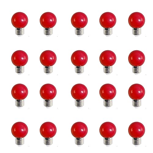 WULUN E27 Coloured Bayonet Light Bulbs,2W G45 Golf Ball Mini Globe Bulb,Equivalent 20W Incandescent Bulbs,for Outdoor Patio Party Christmas Lights Red,20 Pack
