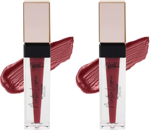 Image of Glam21 Matte Lippie No Transfer Lip Gloss | Lightweight and comfortable| Creamy Matte Formula - 4 gm | Pinky-21 (Pack of 2)