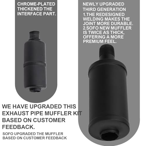 SOFO Upgrade Exhaust Muffler Silencer - for Predator 212cc 196cc w/Heat Shield for Coleman CT200u BT200X KT196 Baja MB200 6.5hp GX160 Engine for Mini Bike ATV Go karts Thickened Performance Parts