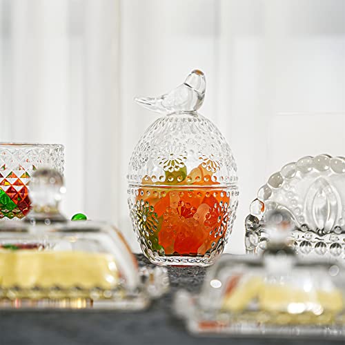 Qfkris 6'' Clear Egg Shaped Glass Candy Jar With Lid Bird Decorative Easter Candy Cookie Jar Jewelry Box Biscuit Containers #TOP7