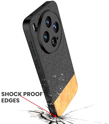 Image of Kapa Soft Fabric & Leather Hybrid Protective Back Cover for Vivo X300 5G | Shockproof Slim Hard Anti Slip Back Case (Black,Brown)