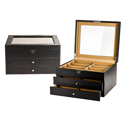 Preisvergleich Produktbild BrillenboxBrillenspeicher-Sammelbox Mit 24 Schlitzen, Sonnenbrillen-Vitrinen-Organizer FüR BrillenträGer, Schmuck, SchlüSselanhäNger, Uhren (3 Schichten, Schwarz)