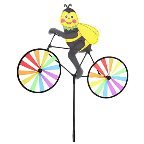 Grtheenumb Moulin à Vent Abeille 3D | Moulin à Vent de Jardin, Abeille sur vélo, Mignons moulins 3D, piquets, Ornements, Jouets d'extérieur pour Enfants
