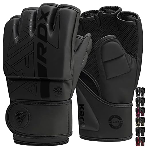 RDX Profi MMA Handschuhe Training, Kara Maya Hide Leder, Sparring Grappling Kampfsport Kickboxen Schwarz Gloves Muay Thai Boxing, Boxsack Pratzen Sandsack Gepolstert Punchinghandschuhe, Männer Herren