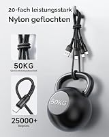 RAVIAD Multi USB Kabel 3M Multi Ladekabel 3 in 1 Schnellladekabel Nylon – Ansicht 6
