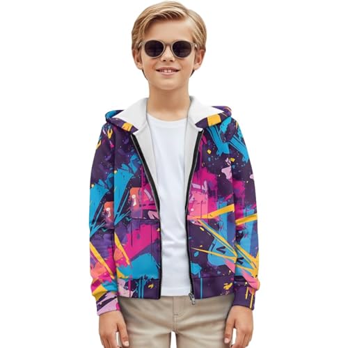 Unisex Kids Zip Up Hoodies for Teens Boys Girls Pullover Hooded Sweatshirt with Pockets for 6-16 Years,S-XL