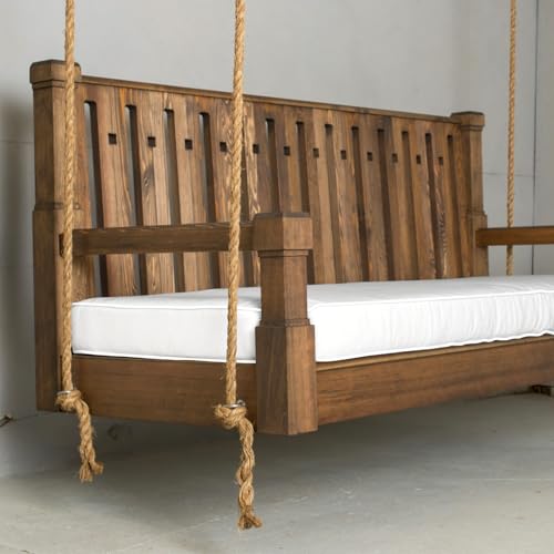 Image of Twin Size Porch Swing Day Bed Cushion Set Include Mattress with Cover,Patio Hanging Daybed Indoor Cushions Set (White, 75 * 39 * 6in)