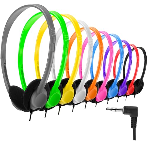 Yunsailing 10 Pack Over Ear Headphones with Cord Bulk Set,Vibrant Color
