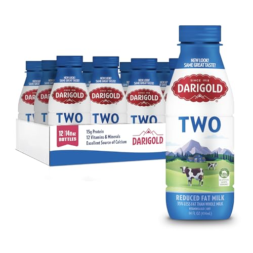 Darigold Milk 2 Percent, Reduced Fat Shelf Stable Milk with 12 Essential Nutrients, 15g Protein, rsBT Free - 14oz, 12 Pack (Two Percent)