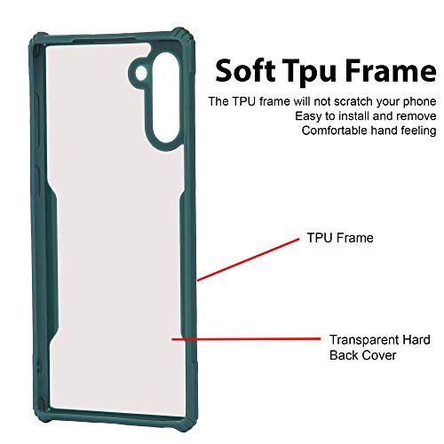 Image of LIRAMARK Transparent Clear Shock Proof Back Cover Case Designed for Samsung Galaxy Note 10 - (Pine Green)