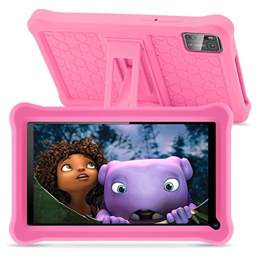SANNUO Tablet per bambini 7 pollici Android 11 Tablet con 6GB RAM+64GB ROM(128 GB Espandibile), Display IPS, App Pre-installed, Bluetooth, Controllo Parentale, WiFi Tablet Educativo con Custodia-Pink