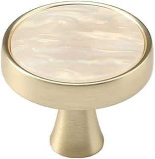 10 Pack Round Gold Cabinet Knobs 1.2" | Brushed Pearl Gold Drawer Knobs & Dresser Knobs, Warm Gold Cabinet Hardware for Dresser, Wardrobe & Kitchen Cabinets