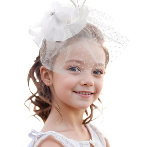 Zinniday Rose Mesh Feather Fascinator, White, Derby 2026