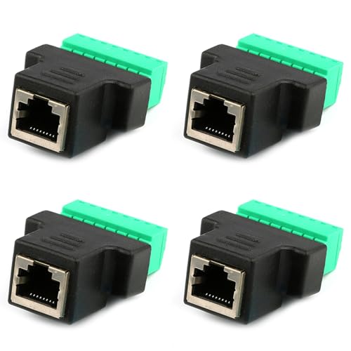 JSDNGURK 4X RJ45 ���X - �[�q 8 �s�� �R�l�N�^ �C�[�T�l�b�g �P�[�u�� �G�N�X�e���_�[ �A�_�v�^ ���i���l�b�g���[�N �[�q