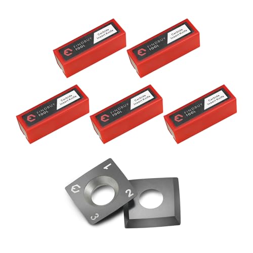 Findbuytool Carbide Inserts cutters (15x15x2.5mm-30°-R150-4R0.5) Insert for Woodworking Helical Cutter Head Tools, 10 Pcs (10)