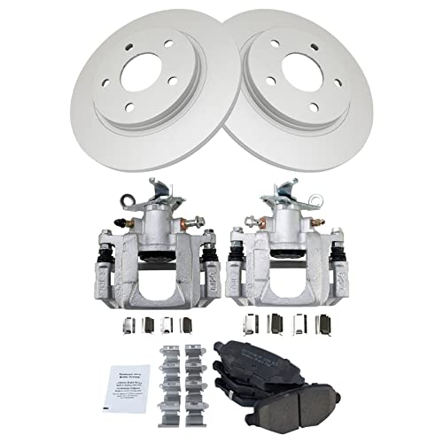 Image of TRQ Rear Brake Pad and Rotor Set Ceramic Solid Rotors Calipers | For 2013 Dodge Journey